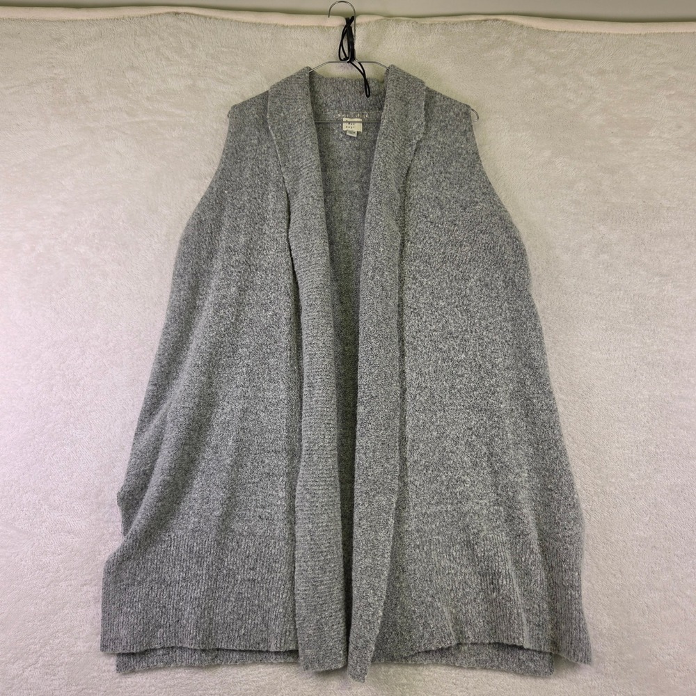 A New Day Womens Heathered Gray Open Front Sleeveless Knit Cardigan Vest OSFM